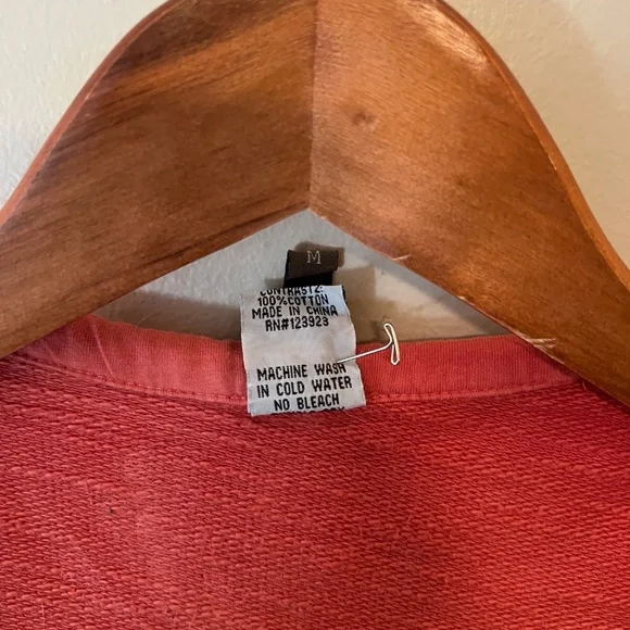 XCVI Women' s 3/4 Sleeve Hooded Zip Jacket Lightweight Gray/Orange Ombre--SZ Med - Picture 9 of 10